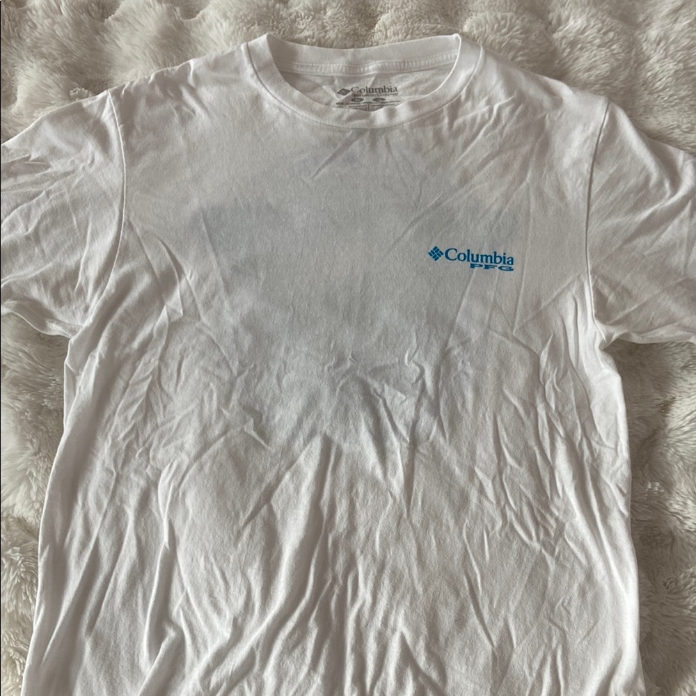 Columbia White Short Sleeve Tee Classic Crew Neck